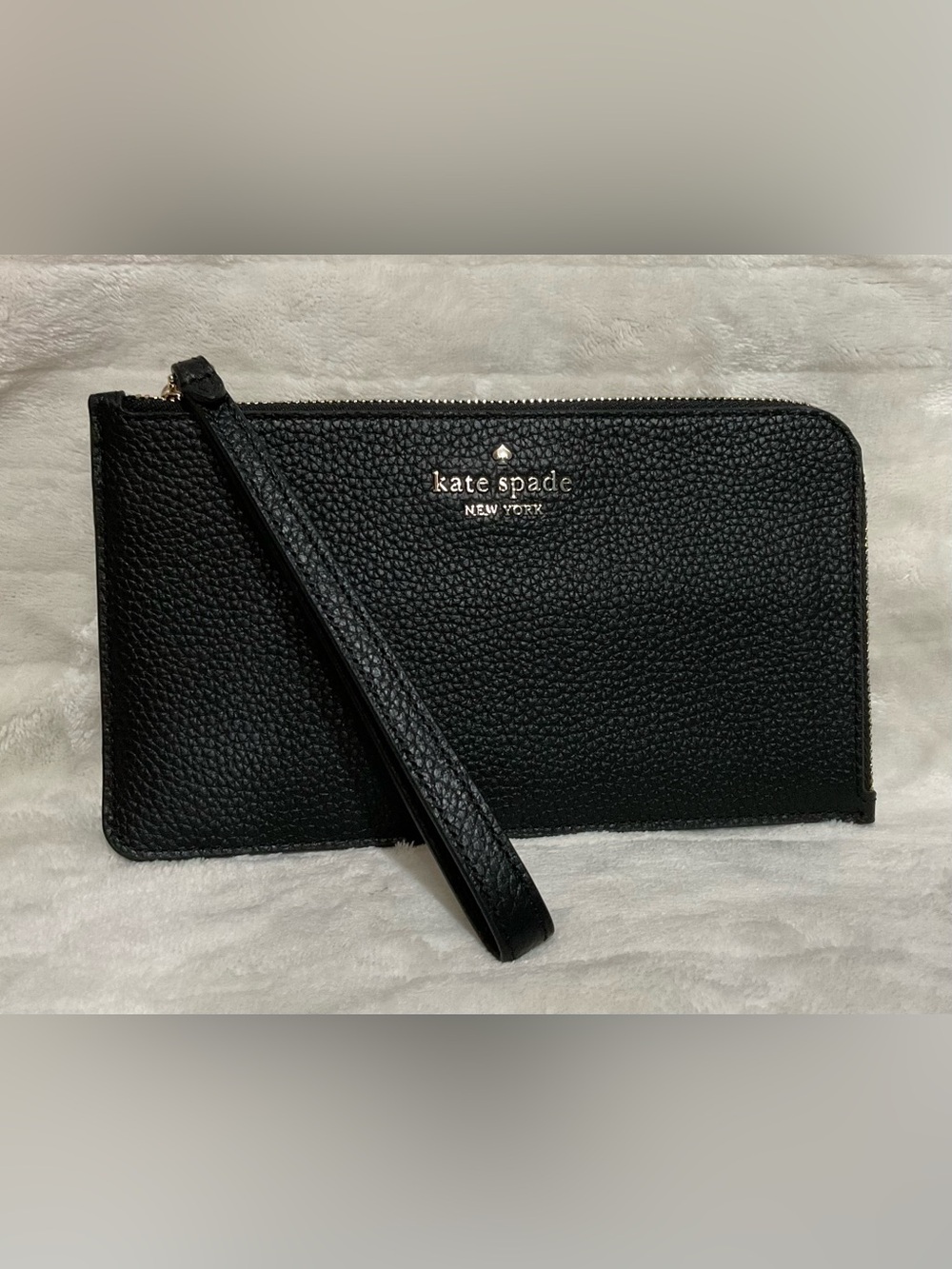Kate Spade Lucy Black Pebbled Leather Wristlet